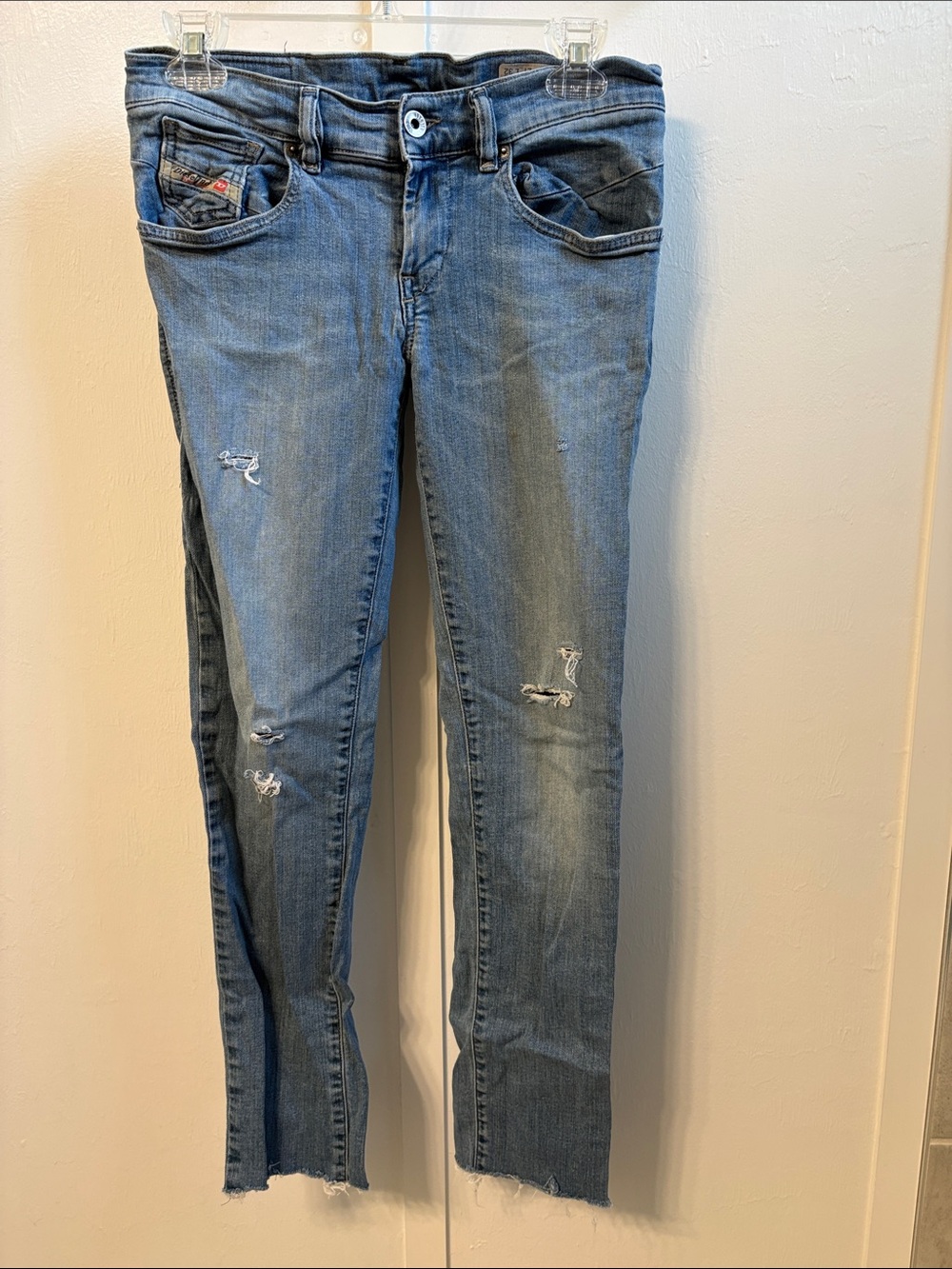 Diesel Blue Skinny Distressed Stretch Jeans